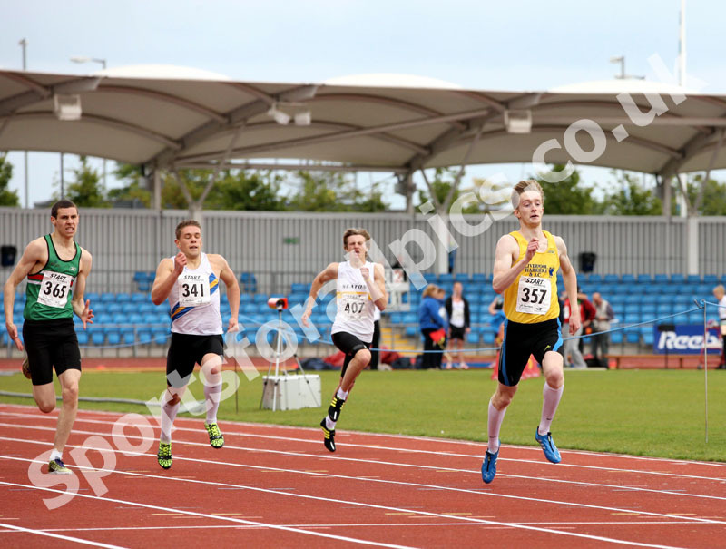 Alex Boyce (Liverpool Harriers) wins the under-20s 400 metres, Northern Championships, Sport City, Manchester